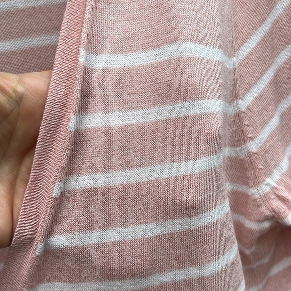 Pure Alfred Sung Lightweight Pink and White Striped Cardigan Sz L - Picture 6 of 10